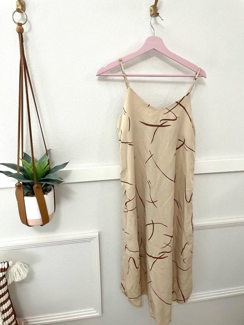 Anthropologie Sancia Claudia Tan Dress Size XS Abstract Miro Print - Picture 5 of 5